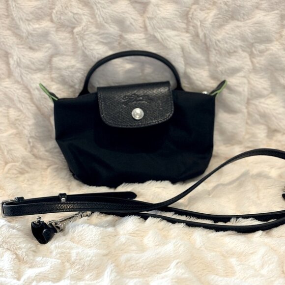 Longchamp Handbags - Longchamp Black Mini Bag with Green Accents